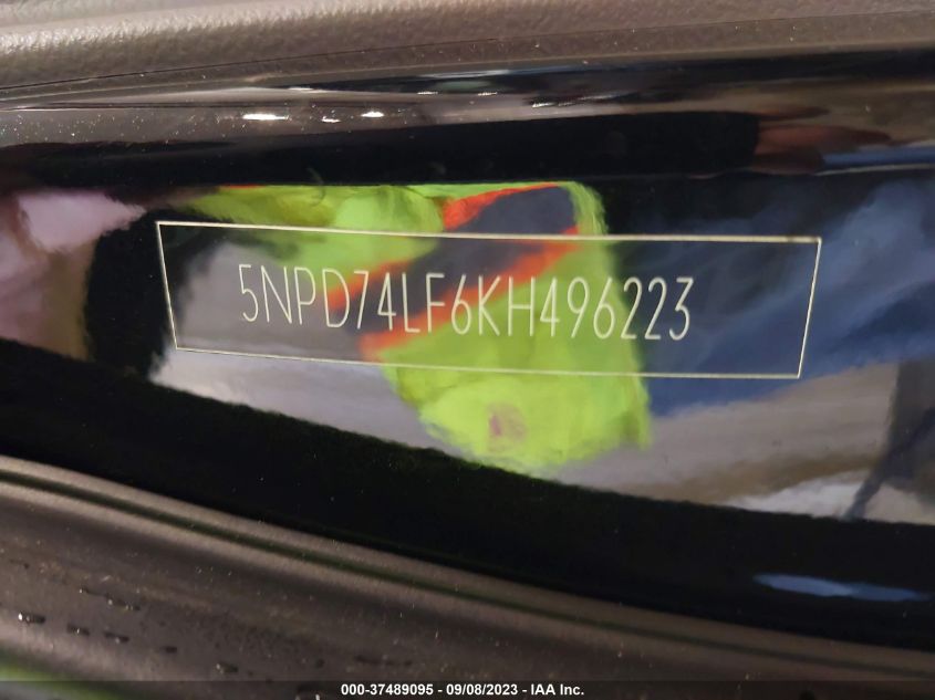 2019 Hyundai Elantra Se VIN: 5NPD74LF6KH496223 Lot: 37489095