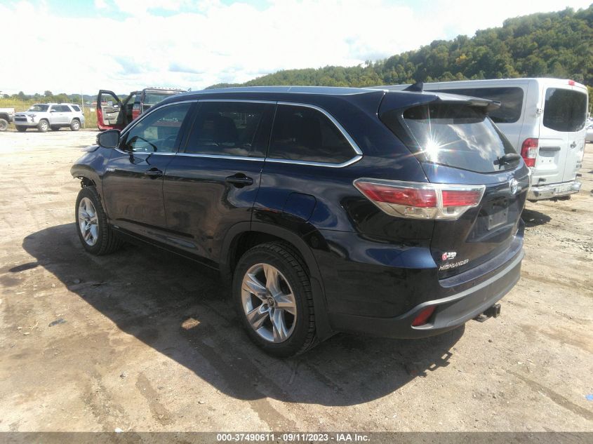 2016 Toyota Highlander Hybrid Limited VIN: 5TDDCRFH0GS019603 Lot: 37490611