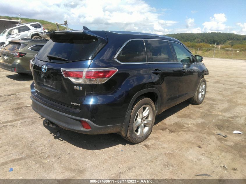 2016 Toyota Highlander Hybrid Limited VIN: 5TDDCRFH0GS019603 Lot: 37490611