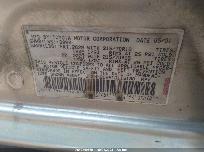 JTEHH20V510115130 2001 Toyota Rav4 Base (A4)