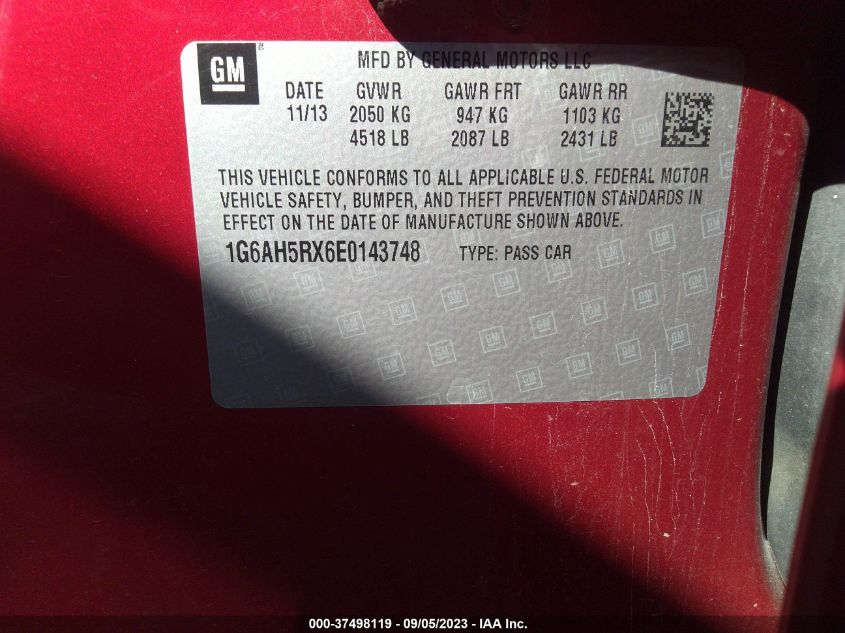 2014 Cadillac Ats Luxury Awd VIN: 1G6AH5RX6E0143748 Lot: 37498119