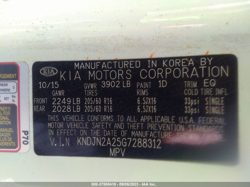 KNDJN2A25G7288312 2016 Kia Soul