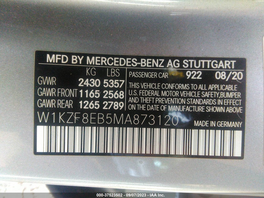 2021 MERCEDES-BENZ E 350 4MATIC W1KZF8EB5MA873120