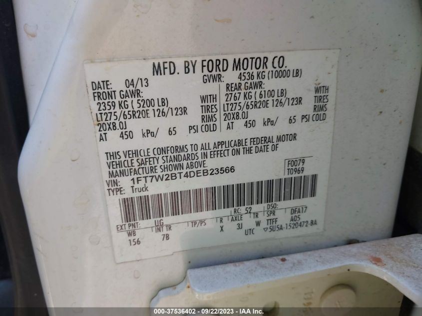 1FT7W2BT4DEB23566 2013 Ford F-250 Lariat