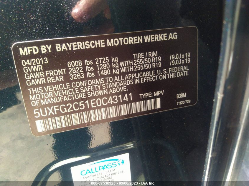 VIN 5UXFG2C51E0C43141 2014 BMW X6, Xdrive35I no.9