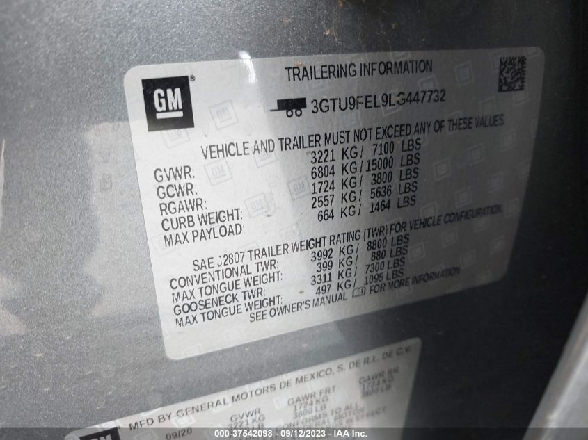 3GTU9FEL9LG447732 2020 GMC Sierra 1500 4Wd Short Box Denali