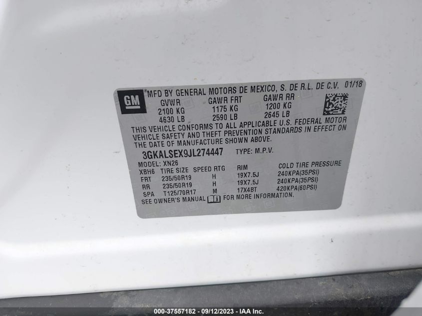 2018 GMC Terrain Denali VIN: 3GKALSEX9JL274447 Lot: 37557182