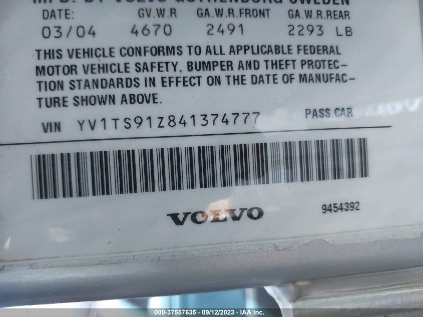 YV1TS91Z841374777 2004 Volvo S80 T6/2.9