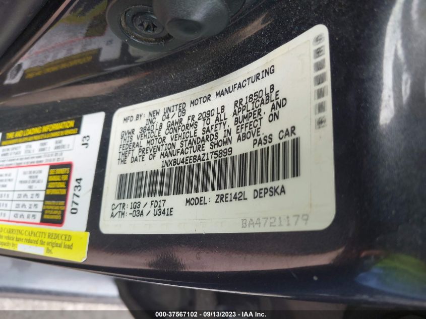 1NXBU4EE8AZ175899 2010 Toyota Corolla