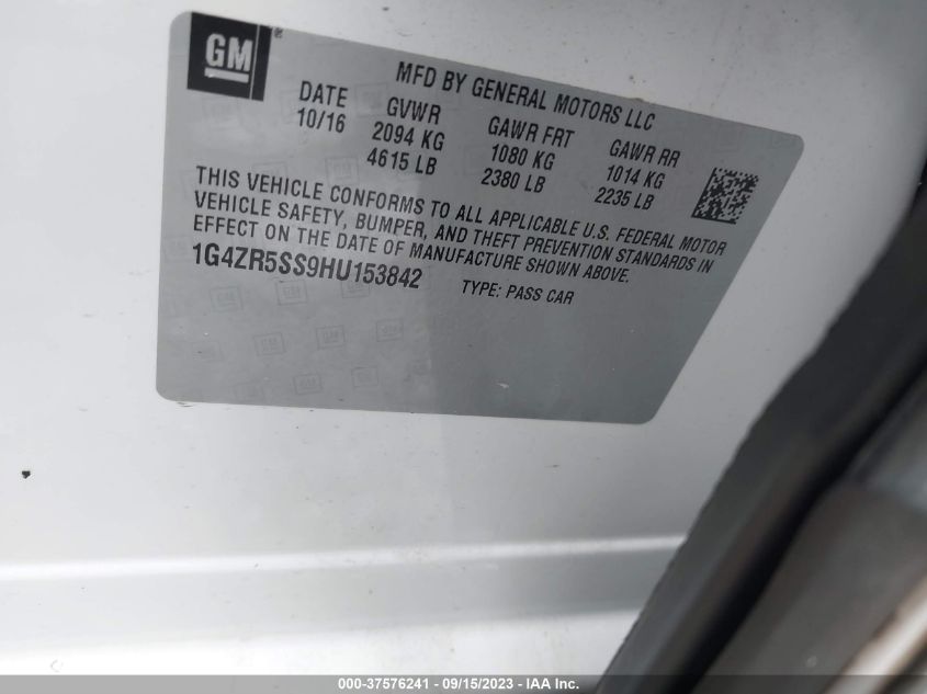 2017 Buick Lacrosse Premium VIN: 1G4ZR5SS9HU153842 Lot: 37576241