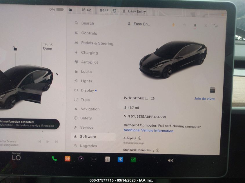 2023 Tesla Model 3 VIN: 5YJ3E1EA6PF434568 Lot: 37577715