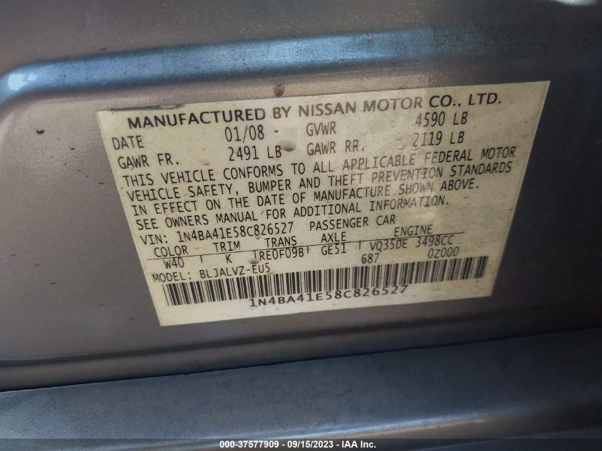 1N4BA41E58C826527 2008 Nissan Maxima 3.5 Se