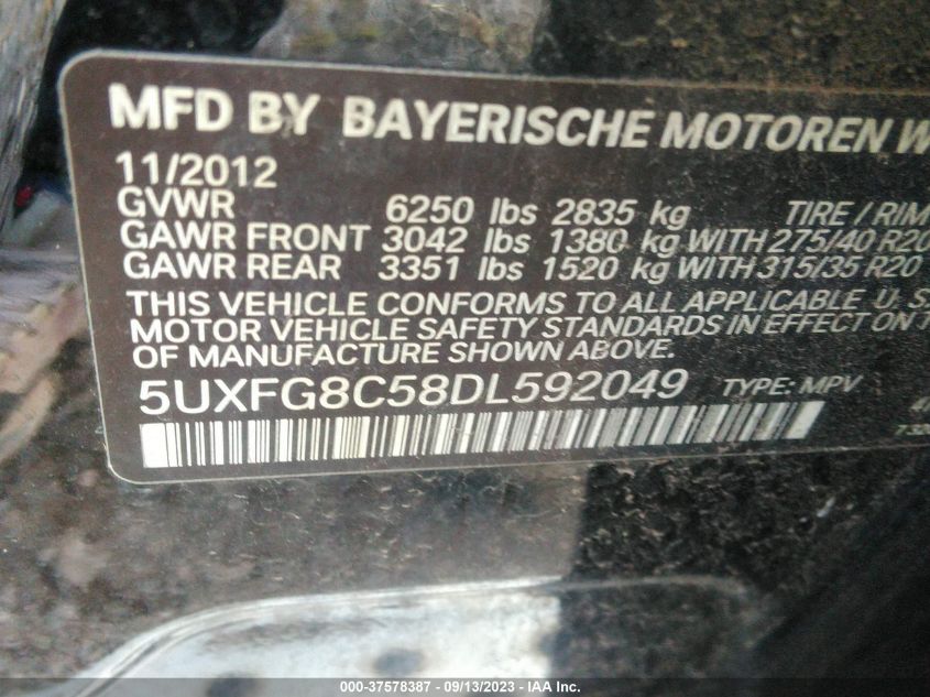 VIN 5UXFG8C58DL592049 2013 BMW X6, Xdrive50I no.9