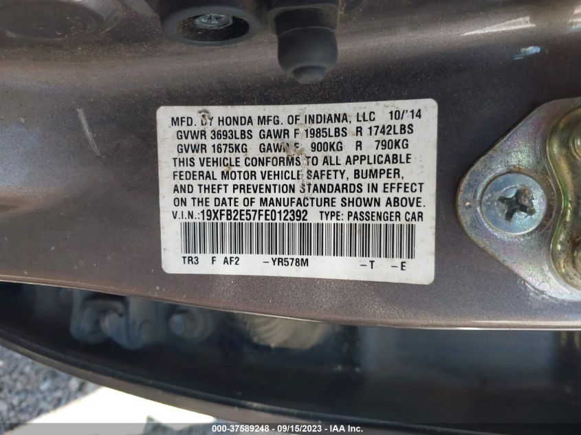 19XFB2E57FE012392 2015 Honda Civic Sedan Lx