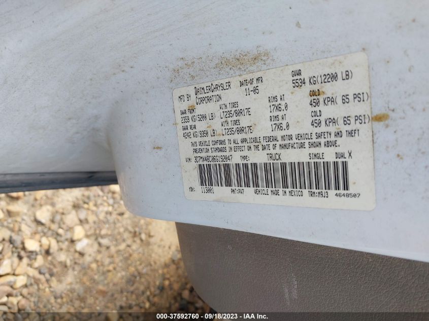 2006 Dodge Ram 3500 Slt/Sport VIN: 3D7MX48C06G192047 Lot: 37592760