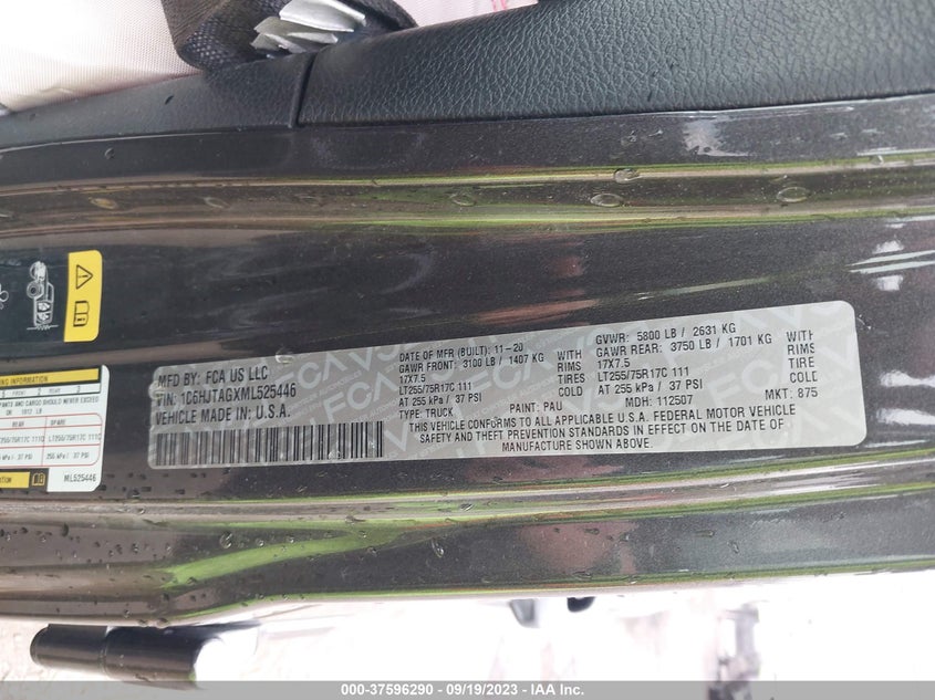 2021 Jeep Gladiator Willys VIN: 1C6HJTAGXML525446 Lot: 37596290