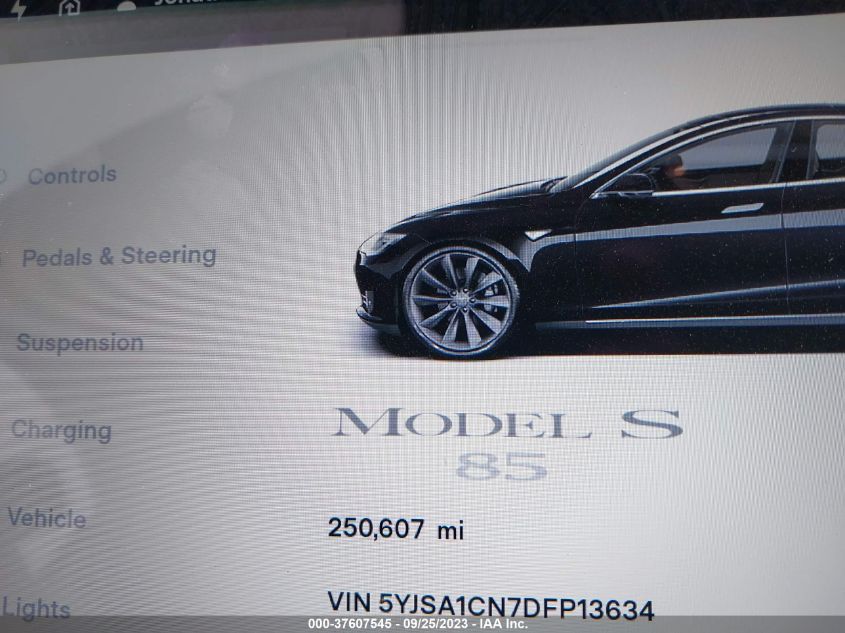 2013 Tesla Model S VIN: 5YJSA1CN7DFP13634 Lot: 37607545