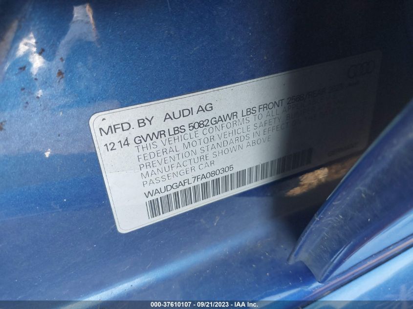 2015 Audi S4 3.0T Premium Plus VIN: WAUDGAFL7FA080305 Lot: 43228219