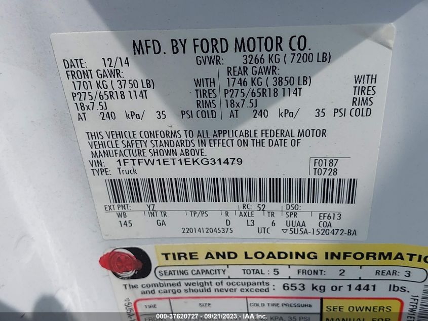 1FTFW1ET1EKG31479 2014 Ford F-150 Xl/Xlt/Fx4/Lariat