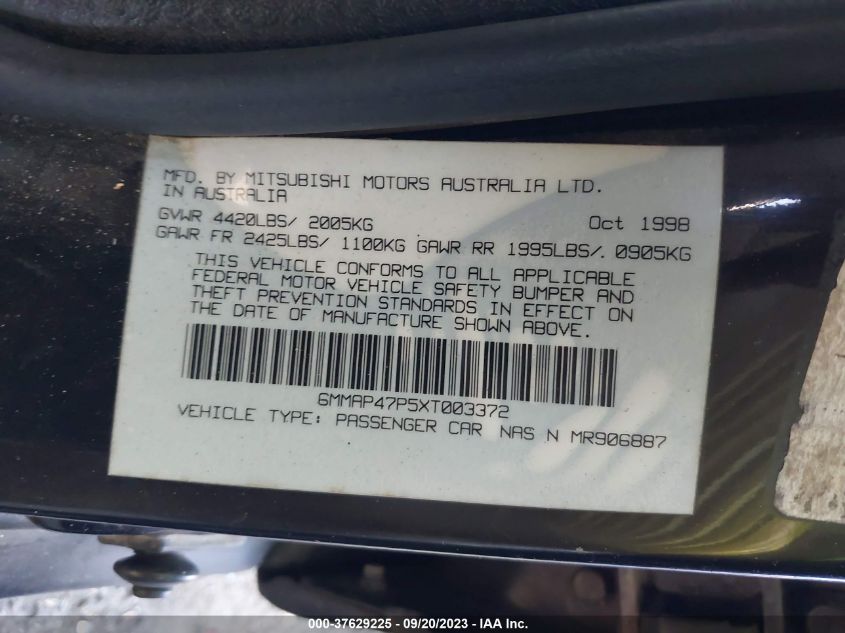 1999 Mitsubishi Diamante VIN: 6MMAP47P5XT003372 Lot: 37629225