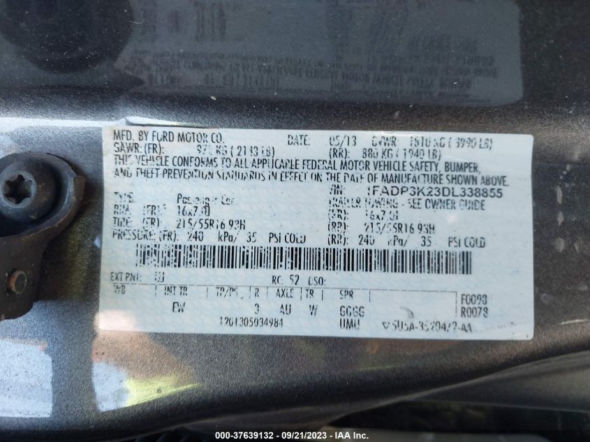 1FADP3K23DL338855 2013 Ford Focus Se