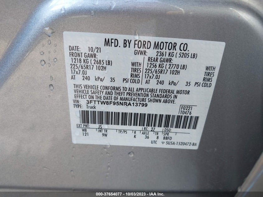 2022 FORD MAVERICK XL - 3FTTW8F95NRA13799