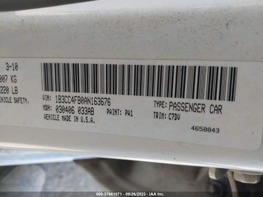 1B3CC4FB0AN163676 2010 Dodge Avenger Sxt