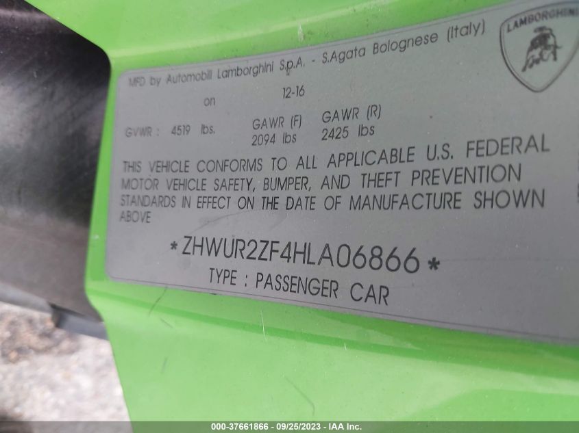 2017 Lamborghini Huracan - ZHWUR2ZF4HLA06866