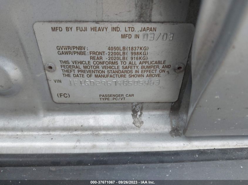 JF1GD29674G505963 2004 Subaru Impreza Sedan Wrx