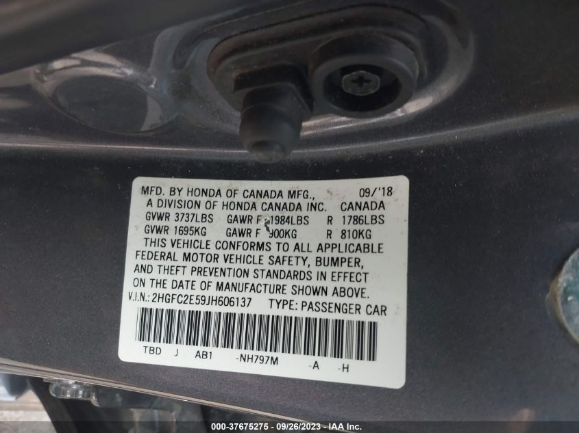 2HGFC2E59JH606137 2018 Honda Civic Lx