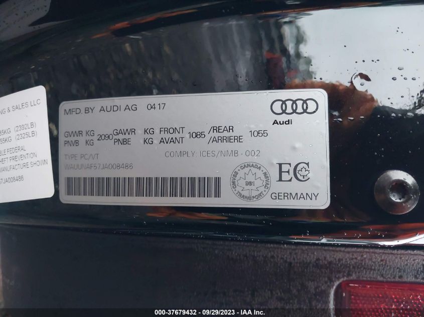 2018 Audi A5 2.0T Premium VIN: WAUUNAF57JA008486 Lot: 37679432