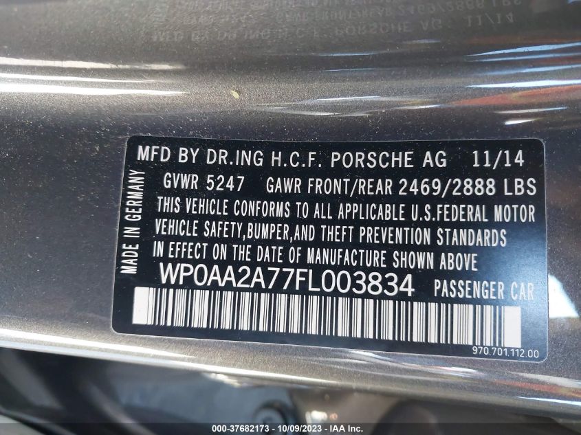 WP0AA2A77FL003834 2015 Porsche Panamera 4