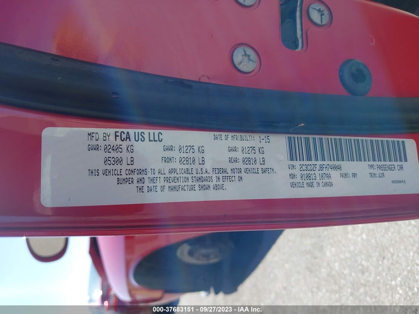 2C3CDZFJ8FH740040 2015 Dodge Challenger R/T Scat Pack