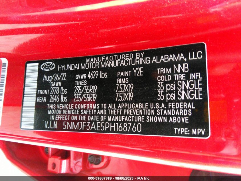 5NMJF3AE5PH168760 2023 Hyundai Tucson Sel