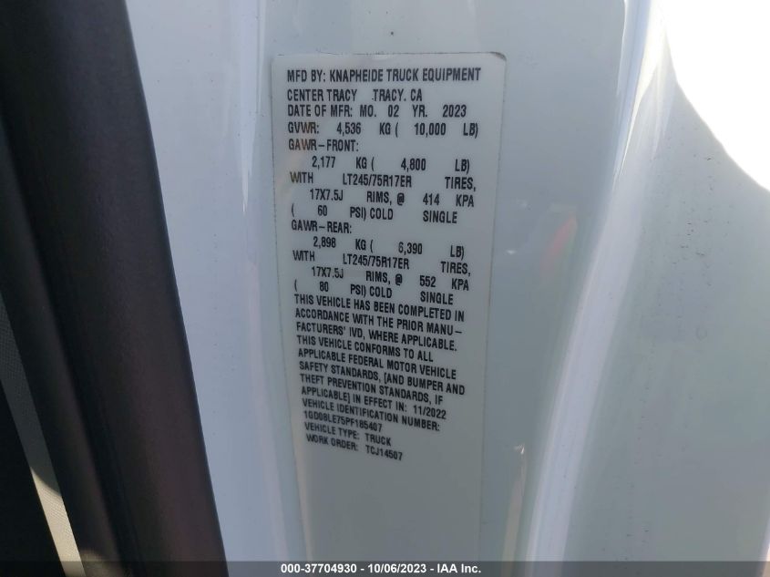 2023 GMC Sierra 2500Hd VIN: 1GD08LE75PF185407 Lot: 37704930