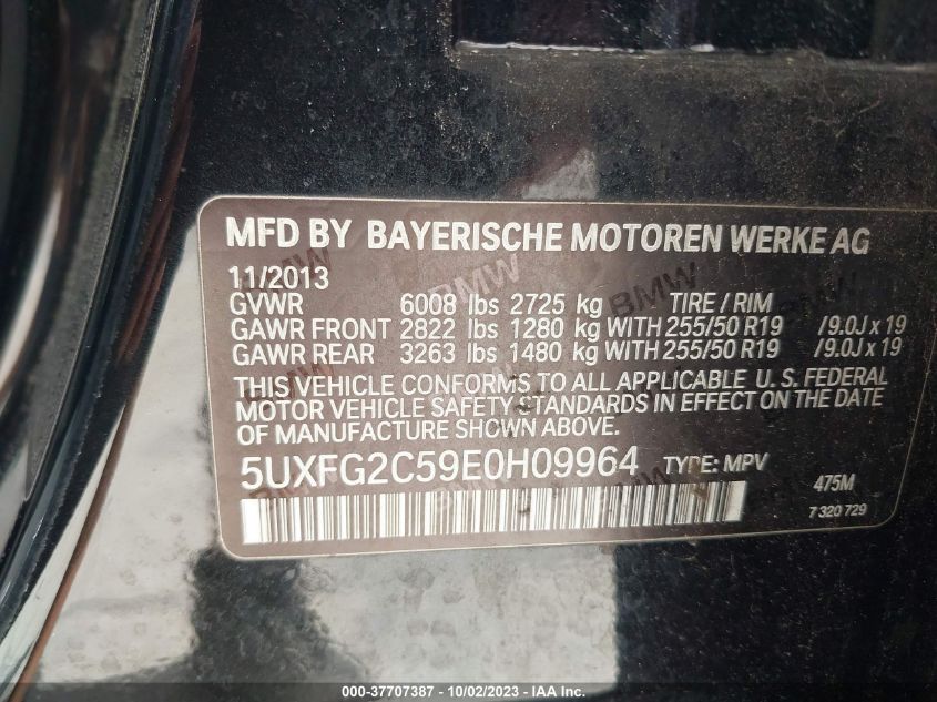 VIN 5UXFG2C59E0H09964 2014 BMW X6, Xdrive35I no.9