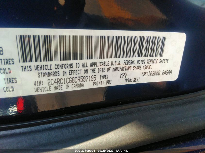 2013 Chrysler Town & Country Touring-L VIN: 2C4RC1CG8DR597195 Lot: 37709021