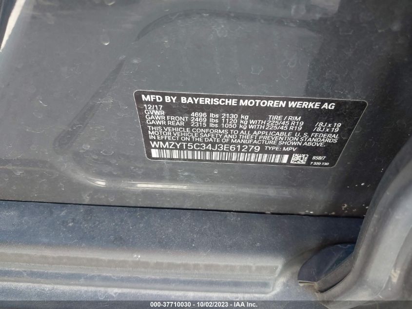 2018 Mini Countryman Cooper S VIN: WMZYT5C34J3E61279 Lot: 37710030