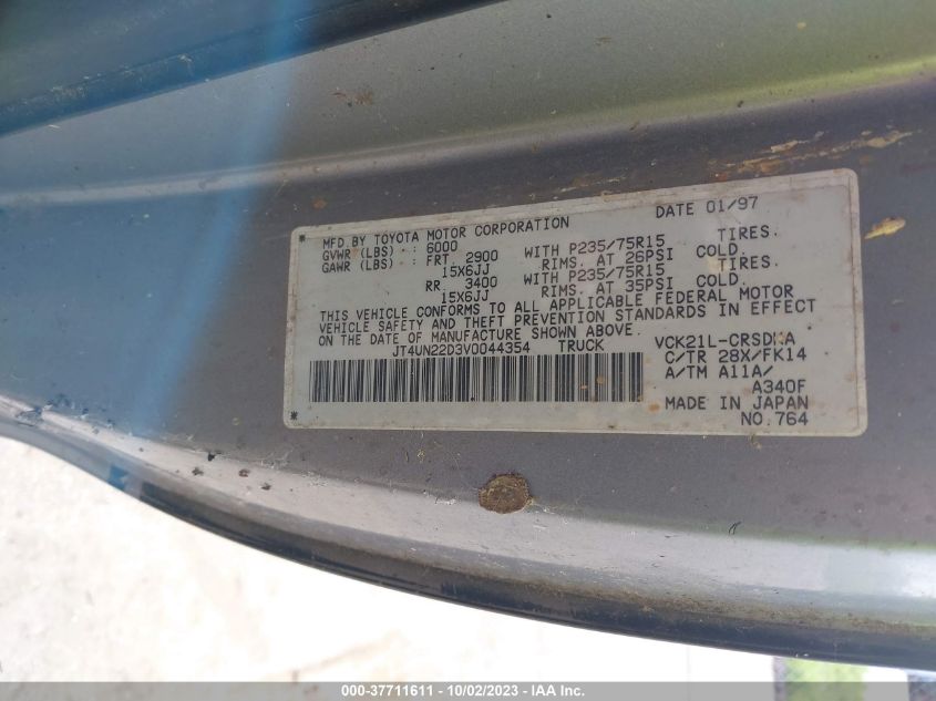 1997 Toyota T100 Dx VIN: JT4UN22D3V0044354 Lot: 37711611