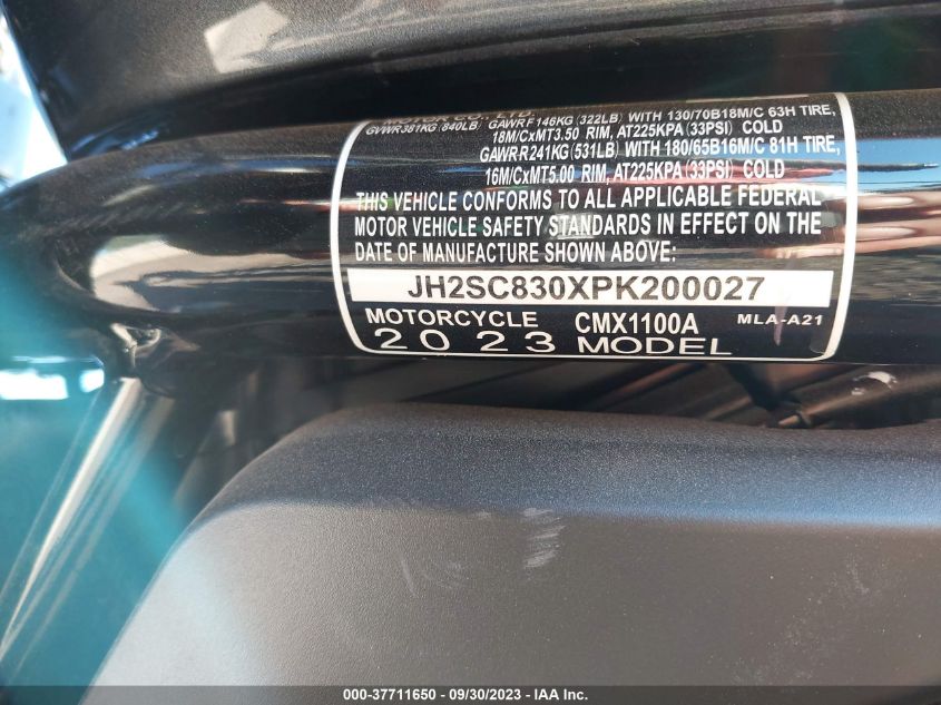JH2SC830XPK200027 2023 Honda Cmx1100 A