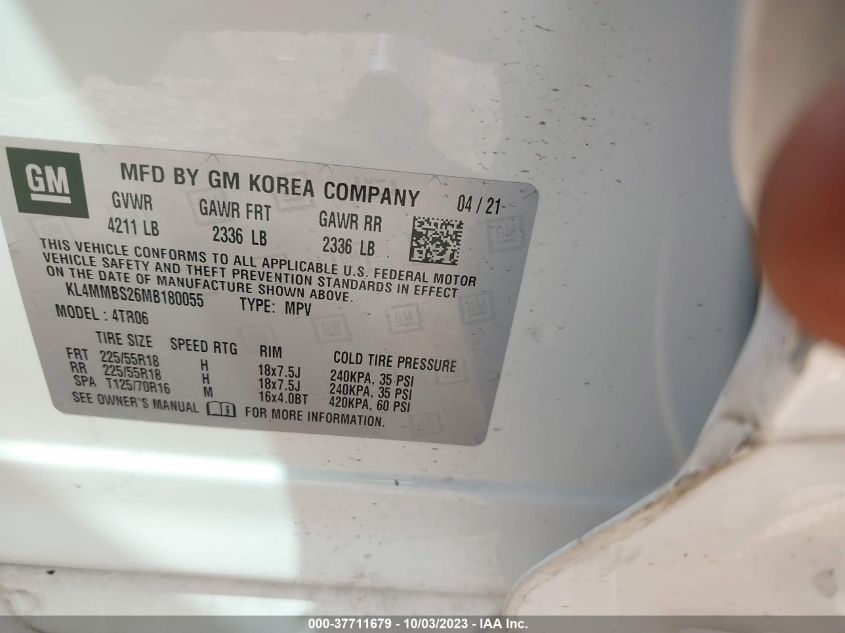 2021 Buick Encore Gx Fwd Preferred VIN: KL4MMBS26MB180055 Lot: 37711679