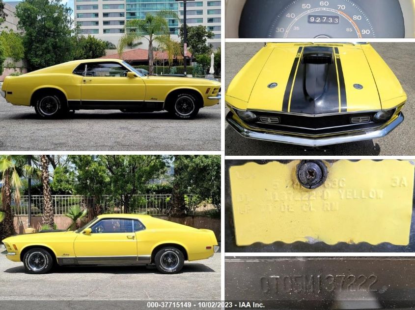 1970 Ford Mustang VIN: 0T05M137222 Lot: 37715149