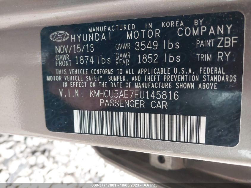 KMHCU5AE7EU145816 2014 Hyundai Accent Se