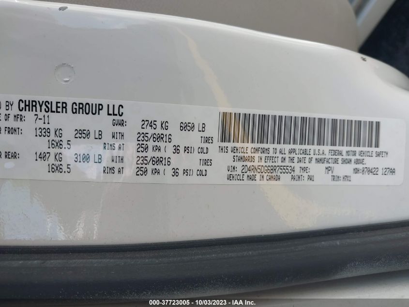 2D4RN5DG6BR755534 2011 Dodge Grand Caravan Crew