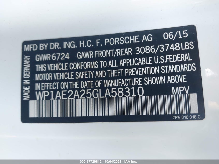 2016 PORSCHE CAYENNE E-HYBRID S - WP1AE2A25GLA58310