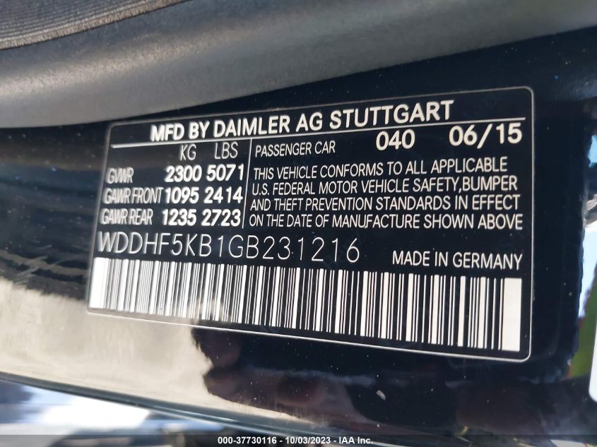 WDDHF5KB1GB231216 2016 Mercedes-Benz E 350