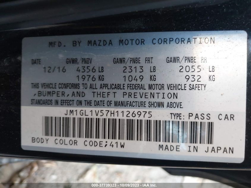 JM1GL1V57H1126975 2017 Mazda Mazda6 Touring