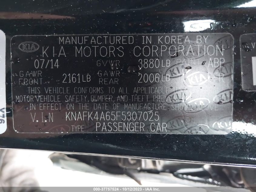 KNAFK4A65F5307025 2015 Kia Forte Lx