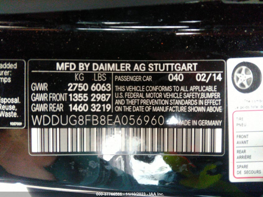 2014 MERCEDES-BENZ S 550 4MATIC WDDUG8FB8EA056960