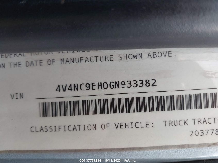 2016 Volvo Vn Vnl VIN: 4V4NC9EH0GN933382 Lot: 37771244